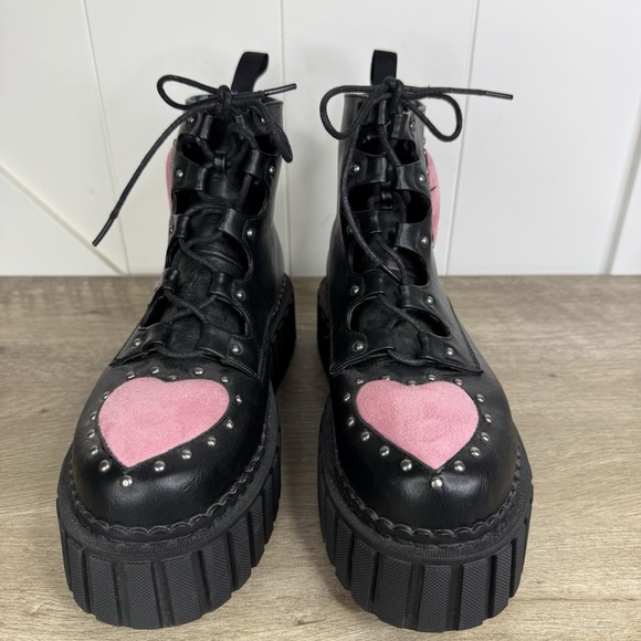 La Moda Dolls Kill Cross your Heart Chunky Creeper Ankle Boots Platform Size 9 - Picture 6 of 10